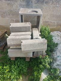 Basoli in cemento e mattoncini per marciapiede