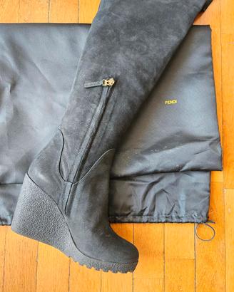 Stivali FENDI Over-the-Knee NUOVI - Camoscio Nero