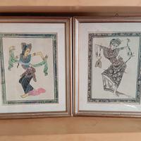 Coppia di quadri su tela Ballerine Bali anni 80'