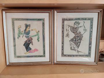 Coppia di quadri su tela Ballerine Bali anni 80'