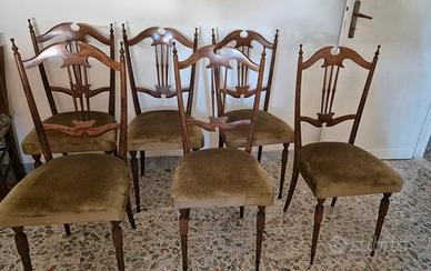 Sei sedie Vintage ANNI 60 tipo chiavarine.