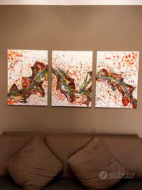 Triptico su Tela Grande Arte Contemporanea