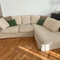 Divano letto confalone con chaise longue beige