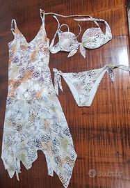 completo mare 3 pezzi exilia: bikini e abito coord