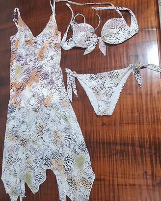 completo mare 3 pezzi exilia: bikini e abito coord