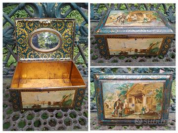 Antica scatola di latta francese del 1900 grande