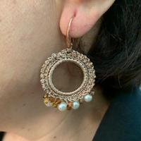 Orecchini in cotone lame’ fatti a mano.color bronz