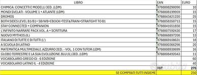 LIBRI USATI PRIMO ANNO LICEO MAFFEI SEZIONE "E"