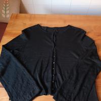 Cardigan nero corto 70% Bamboo 30% seta T44