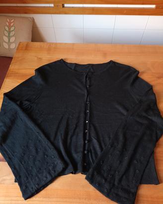 Cardigan nero corto 70% Bamboo 30% seta T44