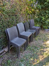 10 sedie da giardino in plastica