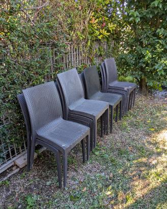 10 sedie da giardino in plastica