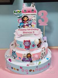 torta decorativa compleanno tema Gabby Dollhouse 