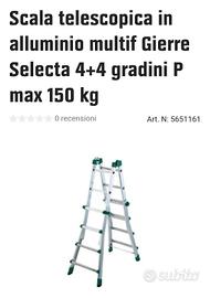 Scala telescopica in alluminio 4 + 4 gradini