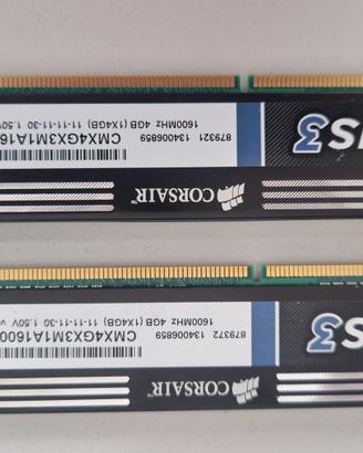 2 banchi  XMS3 DDR3 da 4GB (1600MHz) 