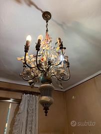 Lampadario floreale vintage a 6 luci