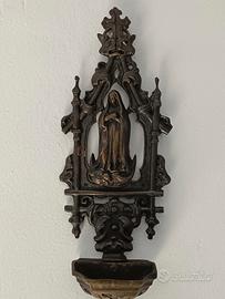 Antica acquasantiera in bronzo 