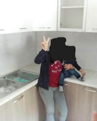 Cucina ad angolo colore ghiaccio/tortora