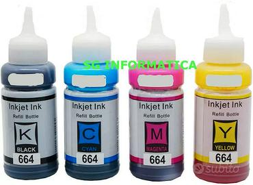 4 FLACONI RICARICA INCHIOSTRO PER EPSON ECOTANK