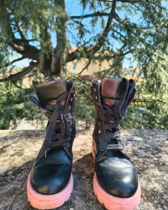 Anfibi bambina TWINSET in pelle nera taglia 32