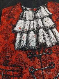 T-Shirt Gothic Restyle Nera Stampa Corsetto XXL