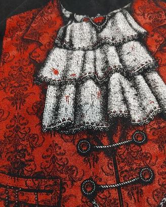 T-Shirt Gothic Restyle Nera Stampa Corsetto XXL