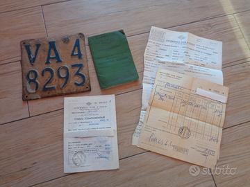 TARGA E DOCUMENTI VARESE MV AGUSTA 125 1956