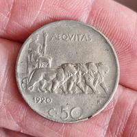 moneta 50 centesimi  leoni 1920
