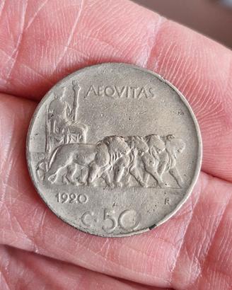 moneta 50 centesimi  leoni 1920