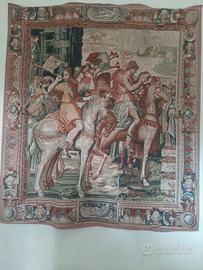 arazzo antica scena con personaggi a cavallo