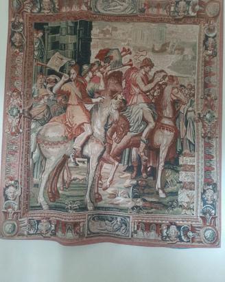 arazzo antica scena con personaggi a cavallo