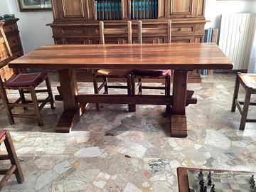 Fratino legno massello con sei sedie