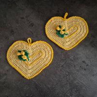 Presine uncinetto cuore con mimosa