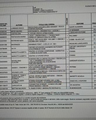 Libri scolastici Liceo Classico 1^  anno.