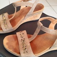 Sandali Frau zeppa e pelle camoscio 39 cinturino