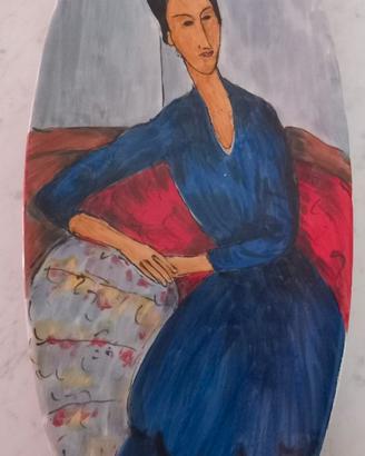 Piatto ovale dipinto a mano stile Modigliani 40x17