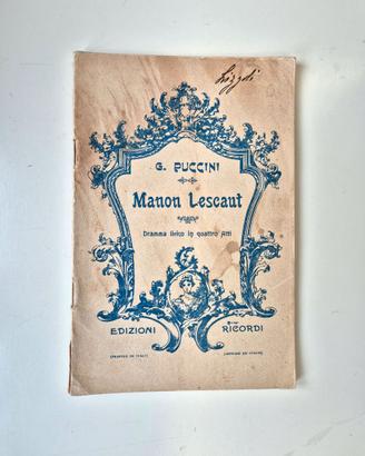 Manon Lescaut - G. Puccini. Libretto d'opera