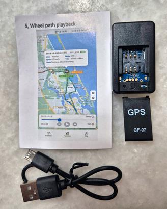 🌍 Mini GPS Portatile + Manuale per App + Cavo