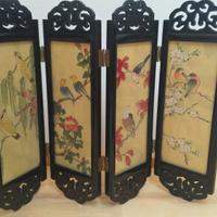 CHINESE SILK SCREEN SCHERMO DIVISORE SERIGRAFIA CI