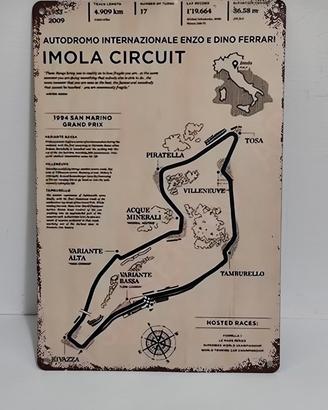 Targa Poster Circuito Imola 30x20cm in metallo 