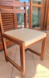 6 sedie in legno con seduta in pelle