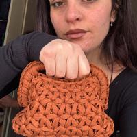 Borsa clutch marrone ambra uncinetto con tracolla