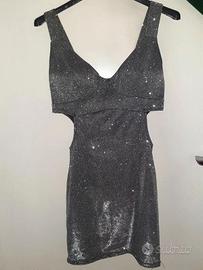 Tubino glitter argento cut out