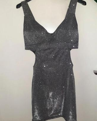 Tubino glitter argento cut out