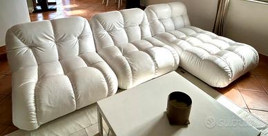 Divano ecopelle bianco 3 m diviso in 3 poltrone