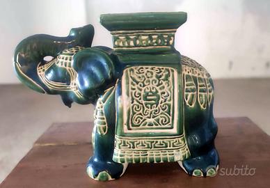 Elefante Sgabello/Portapiante vintage in ceramica