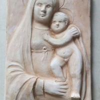 Madonna con bambino in cotto , H 26 X 17 cm