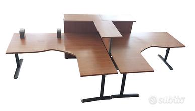 Scrivania Robusta in noce con penisola 180x160x70