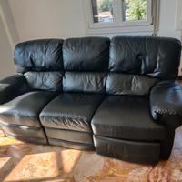 Divano in vera pelle nera reclinabile
