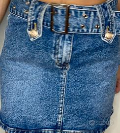🩵 Gonna di jeans a vita alta con cintura